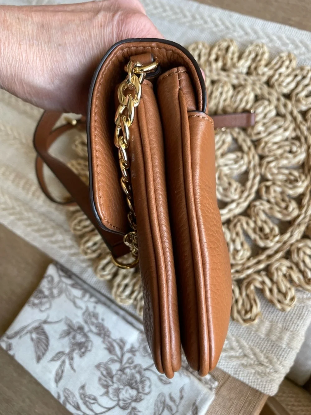 Michael Kors Beautiful Chestnut Pebble Leather Crossbody Purse w/Built In Wallet - Picture 7 of 13